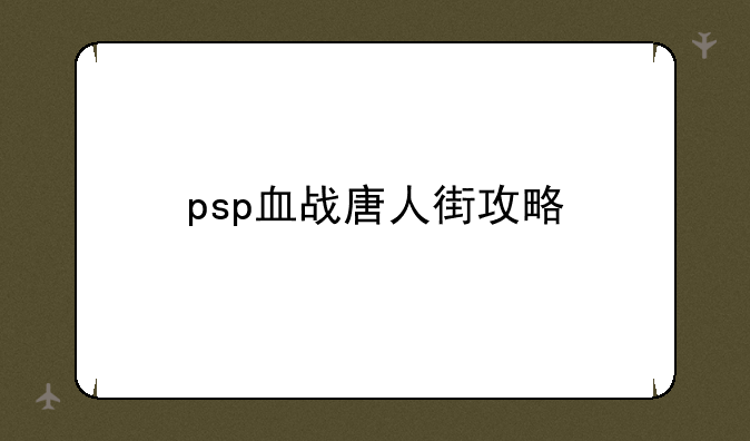 psp血战唐人街攻略