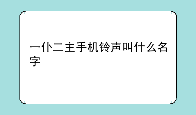 一仆二主手机铃声叫什么名字