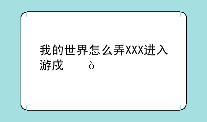 我的世界怎么弄XXX进入游戏？