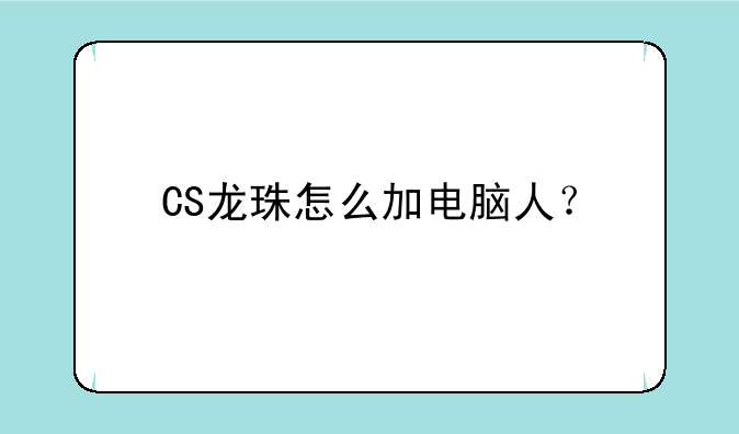 CS龙珠怎么加电脑人？