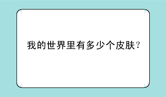 我的世界里有多少个皮肤？