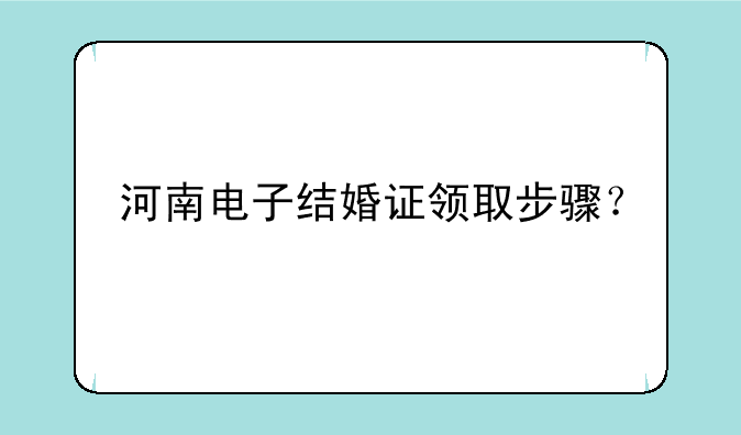 河南电子结婚证领取步骤？