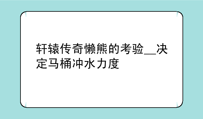 轩辕传奇懒熊的考验__决定马桶冲水力度