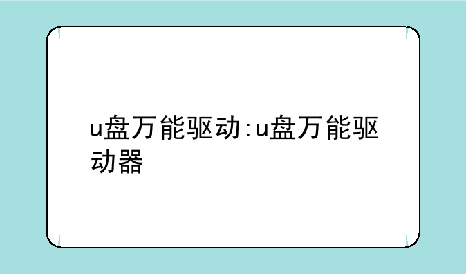 u盘万能驱动:u盘万能驱动器