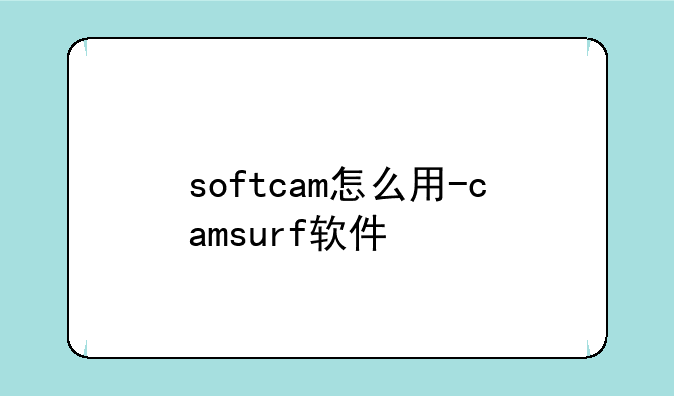 softcam怎么用-camsurf软件