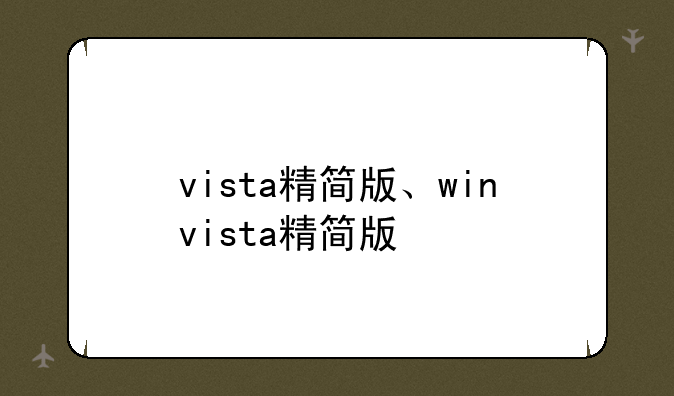 vista精简版、winvista精简版
