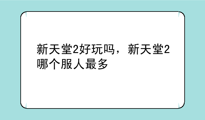 新天堂2好玩吗，新天堂2哪个服人最多