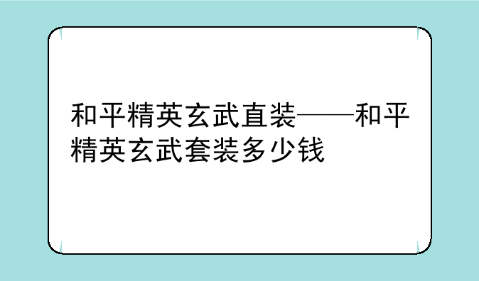 和平精英玄武直装——和平精英玄武套装多少钱