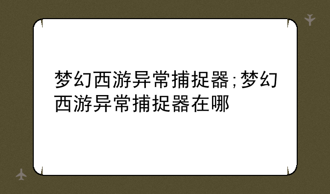 梦幻西游异常捕捉器;梦幻西游异常捕捉器在哪