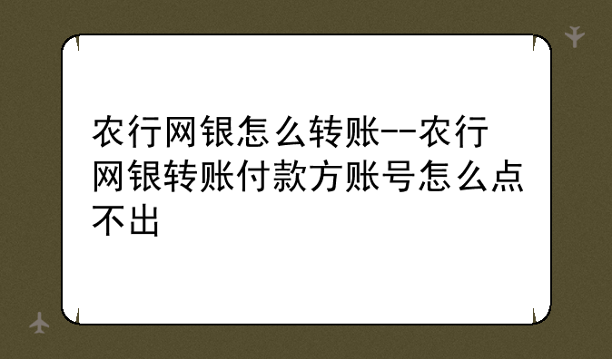 农行网银怎么转账--农行网银转账付款方账号怎么点不出