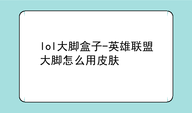 lol大脚盒子-英雄联盟大脚怎么用皮肤